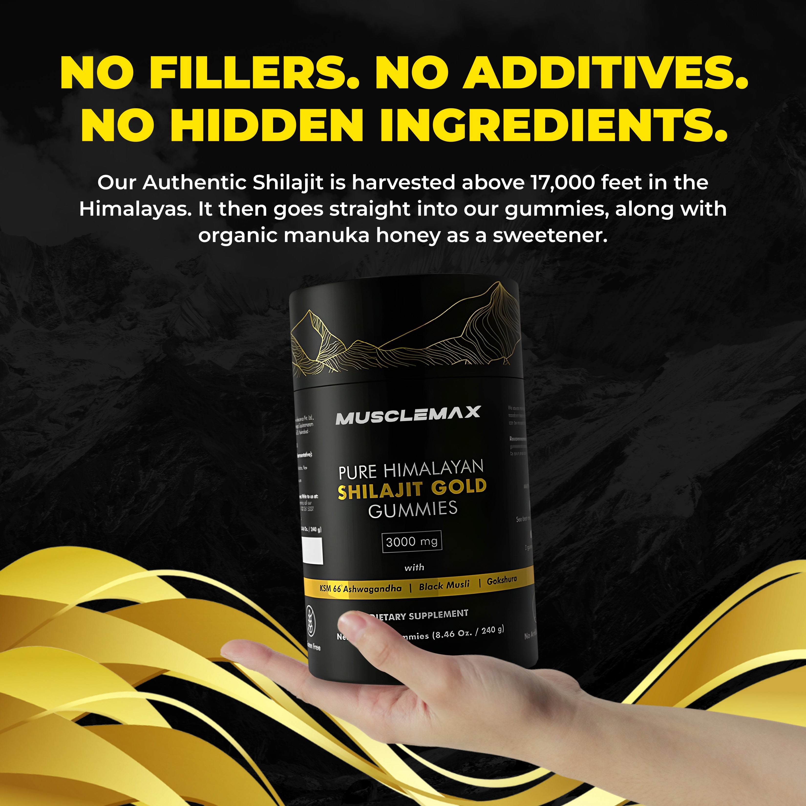 Pure Himalayan Gummies Gold (300-mg) for Men & Women Energy, Focus & Immunity Booster - 60 Count