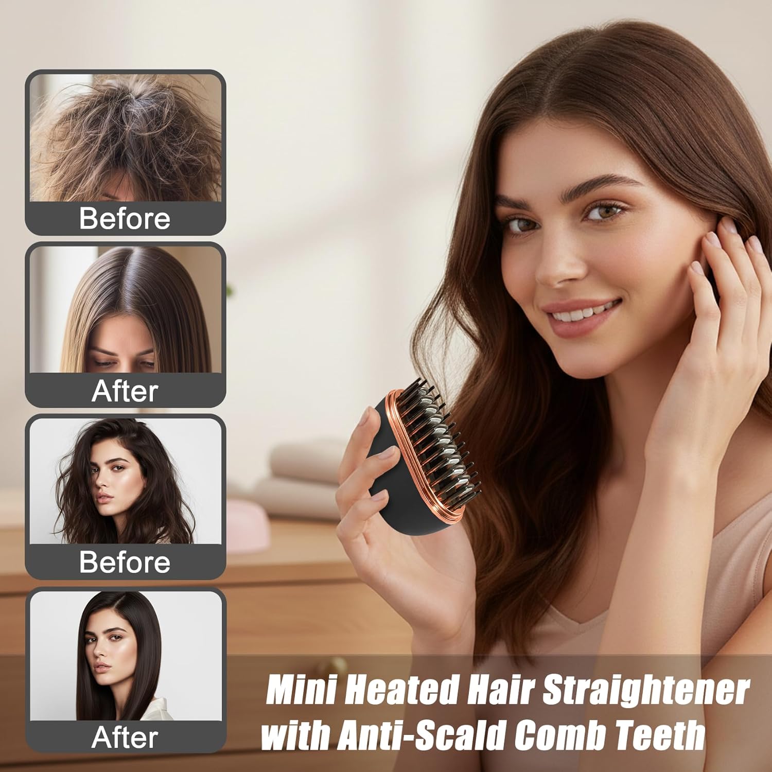 BeautyBrush Portable Mini Hair Straightener 2 in 1