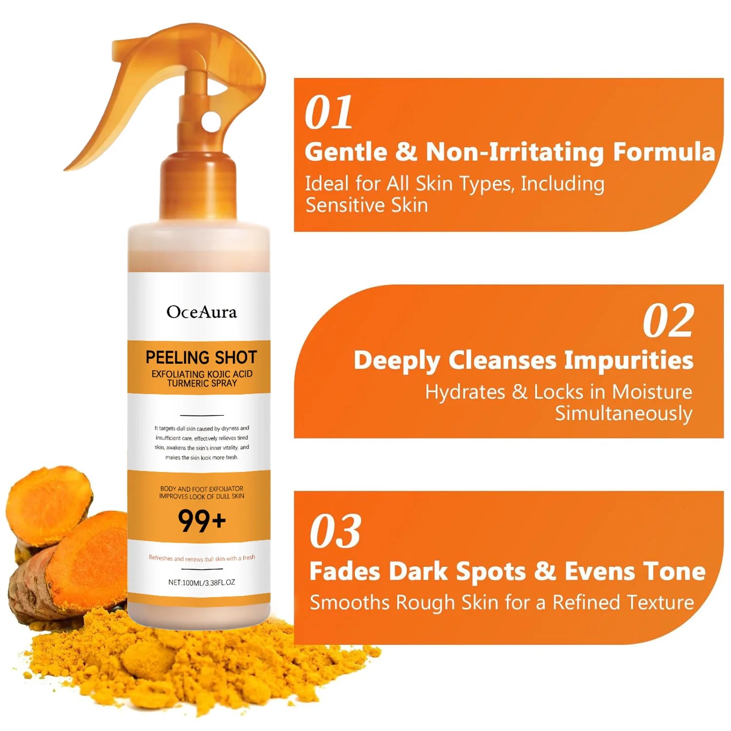 Peel Shot Keratin Care Kojic Acid Turmeric Spray | Gentle Exfoliating Mist for Smoother, Brighter Skin Tone | Keratin Care for All Skin Types