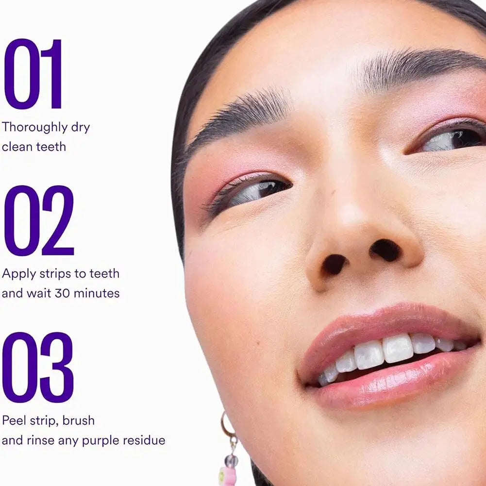 Dr.Clean Purple BrightSmile Whitening Strips - 34 Strips SHIPPED FROM USA